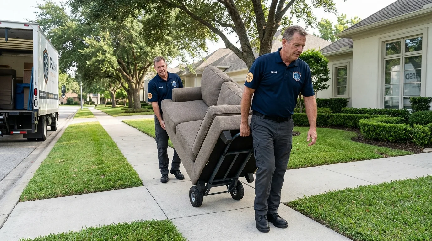 Local residential moving crew loading furniture in Rancho Santa Margarita, CA