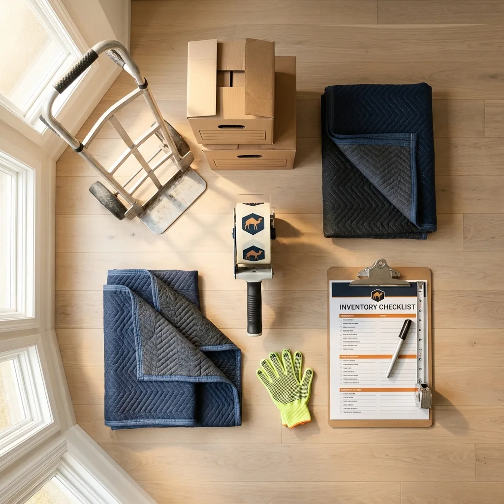 Professional moving supplies and packing materials layout for Rancho Santa Margarita residential relocations